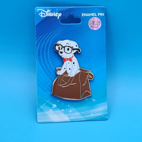 Disney PALM 101 Dalmatians Pup w/ Glasses & Bow Tie In Paper Bag Enamel Pin NEW - Picture 9 of 9